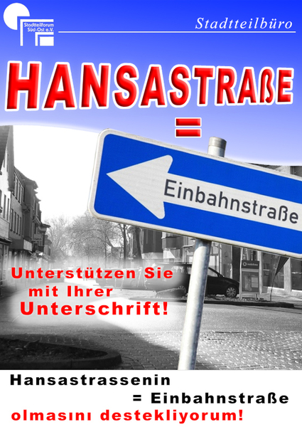 Hansastraße als Einbahnstraße